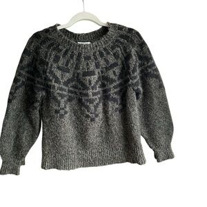 Backdrop Pullover Sweater Gray Black Brown Cozy Patterned Small - Preppy